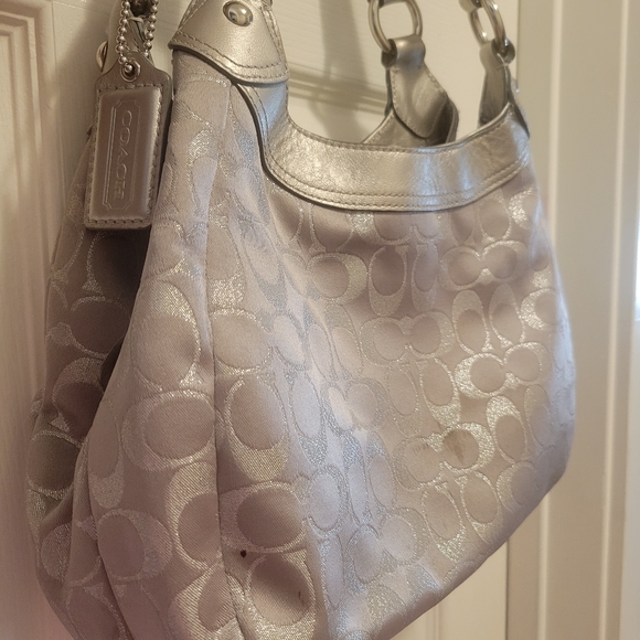 SALE Silver Coach Shoulder Purse - Picture 3 of 11